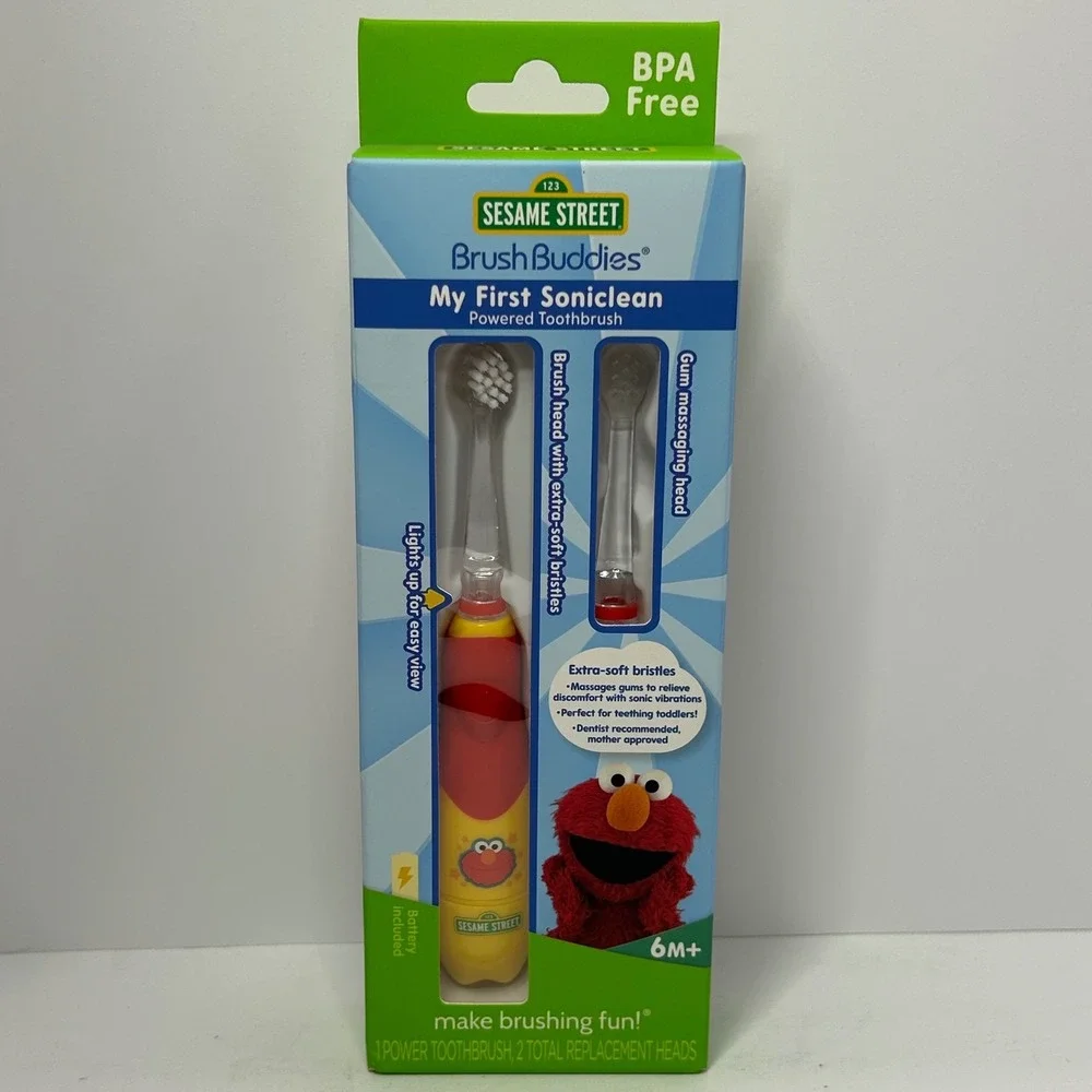 Sesame Street Brush Buddies My First Soniclean Elmo Powered Toothbrush 88070 NEW